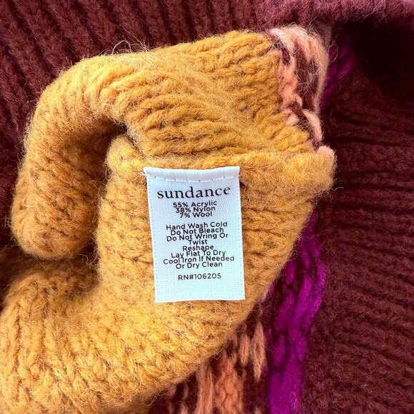 Sundance Sweater Size Small Senga Oversized V Neck Fair Isle - Picture 9 of 10